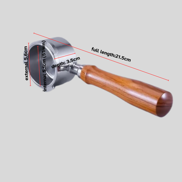 51mm Stainless Steel Espresso Tamper – Wooden Handle, 3-Lug Design-delonghi 9 series